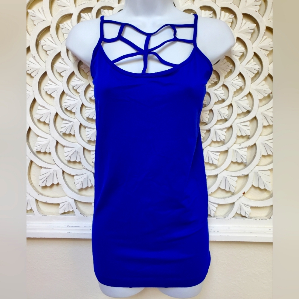 Blue Zenana Outfitters Strappy Tank Camisole in L/XL Stretchy NWOT